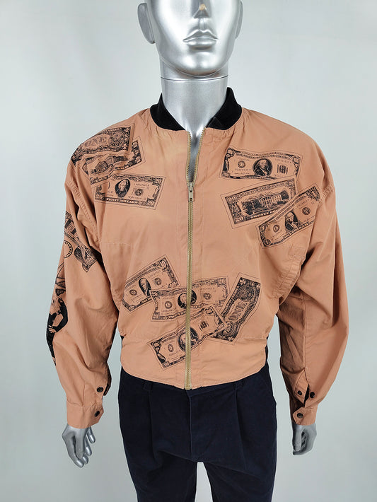 Calugi e Giannelli Vintage Men's Dollar Print Bomber Jacket