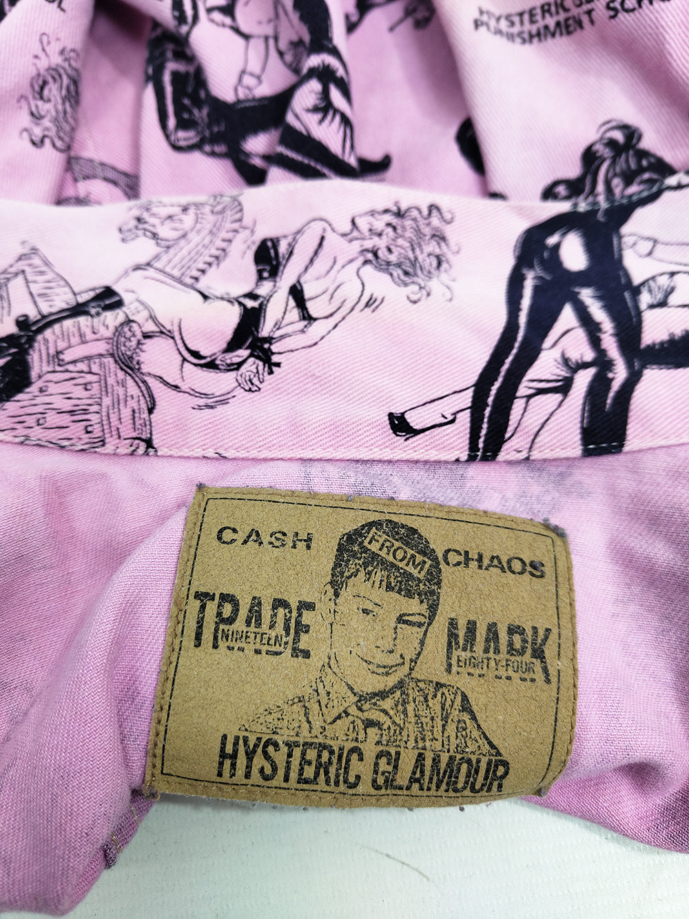 Hysteric Glamour Vintage Pink Denim Bondage Print Women's Denim Jacket