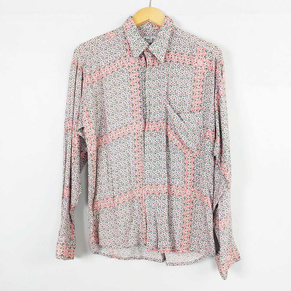 Frattini Erre Vintage Men's Flowy Italian Floral Print Shirt, 1990s