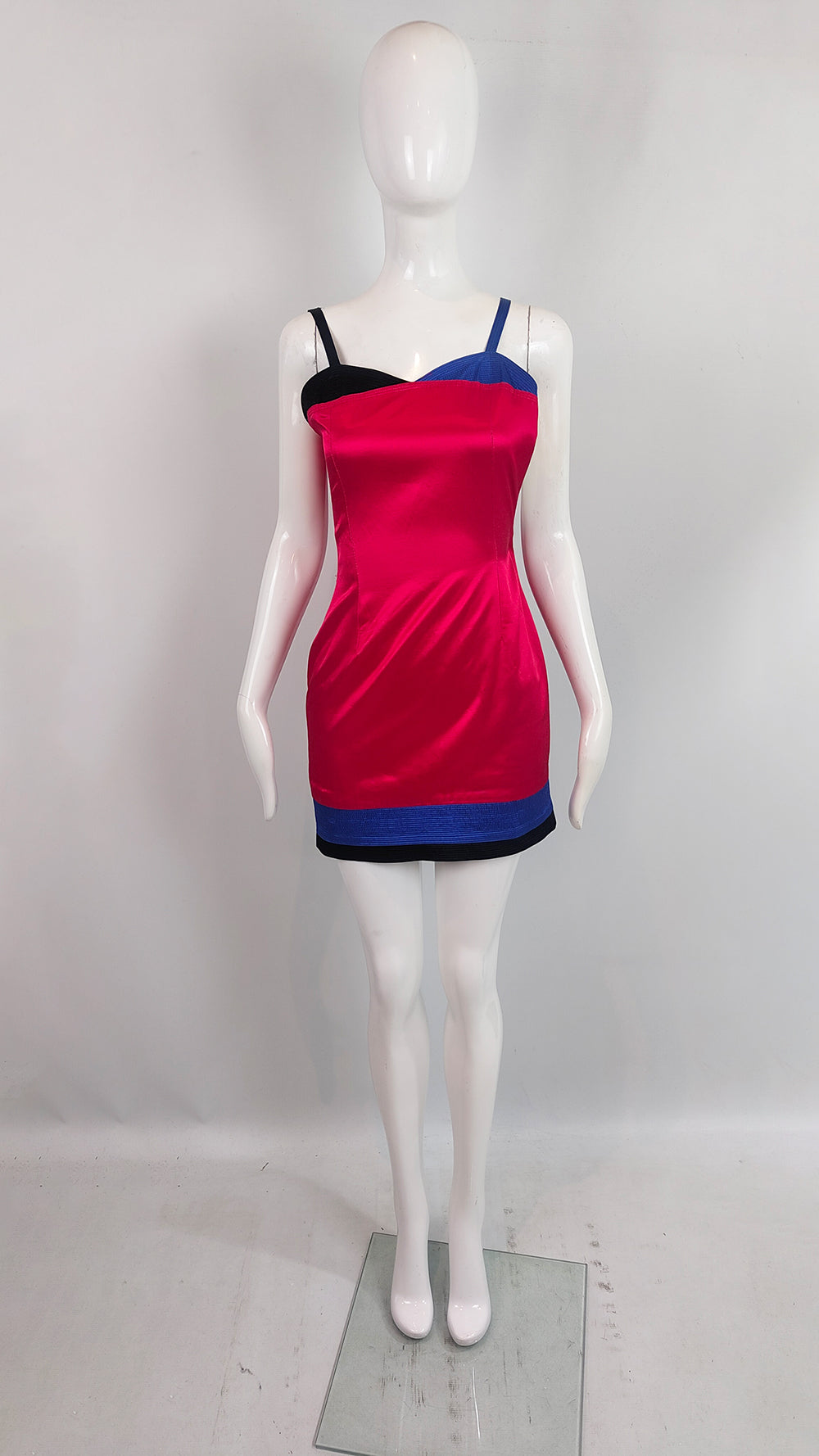 Vintage Versus by Versace Reddish Pink & Blue Mini Dress, 1990s
