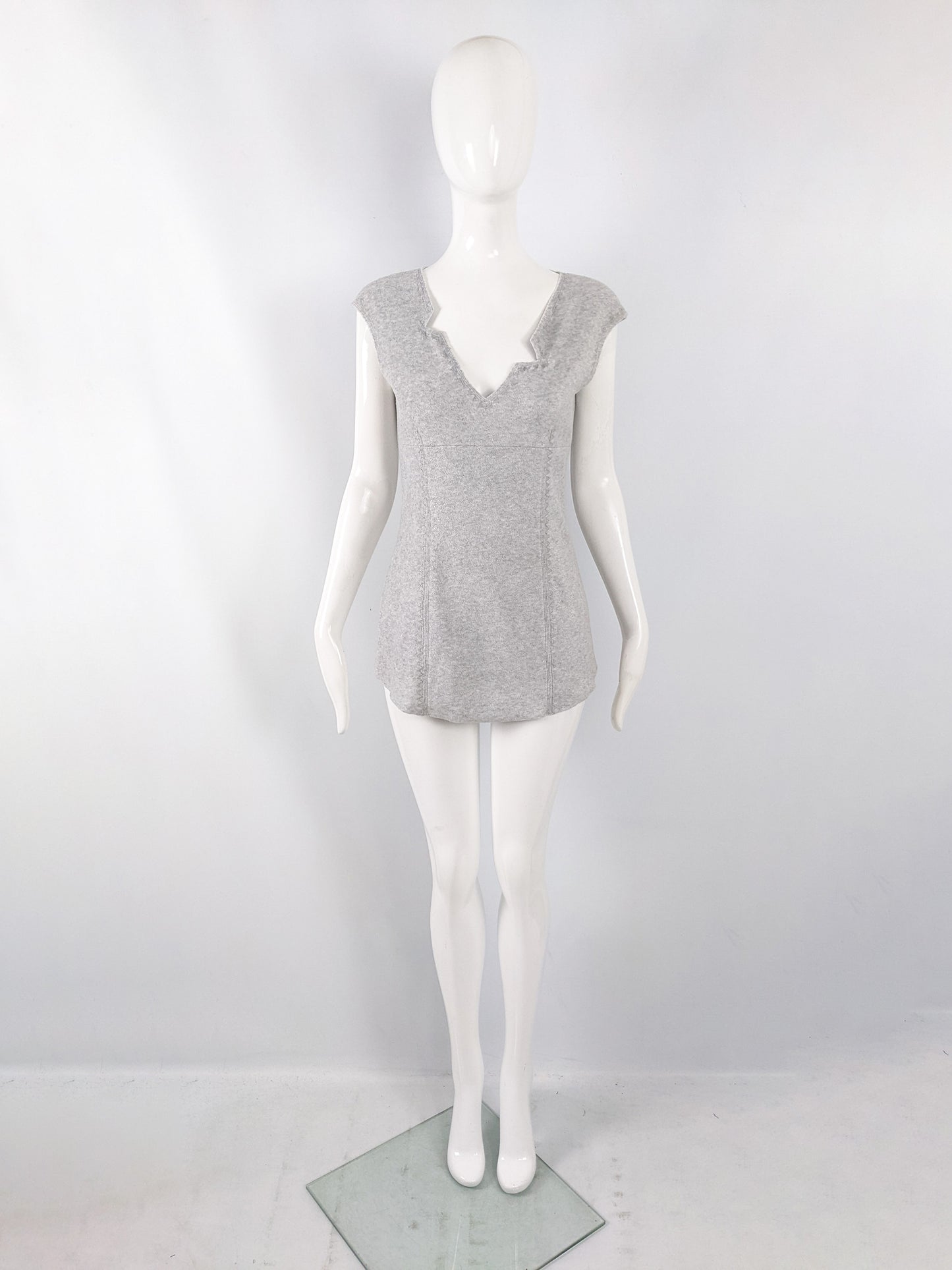 Rifat Ozbek Vintage Grey Felted Shimmer Tunic Tank Top, 1990s