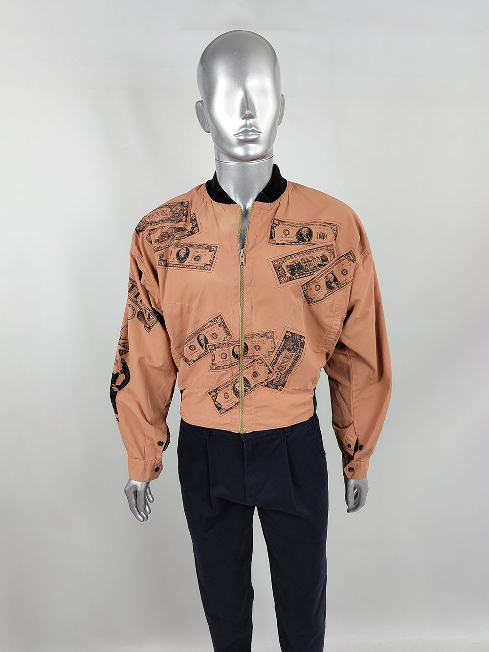 Calugi e Giannelli Vintage Men's Dollar Print Bomber Jacket