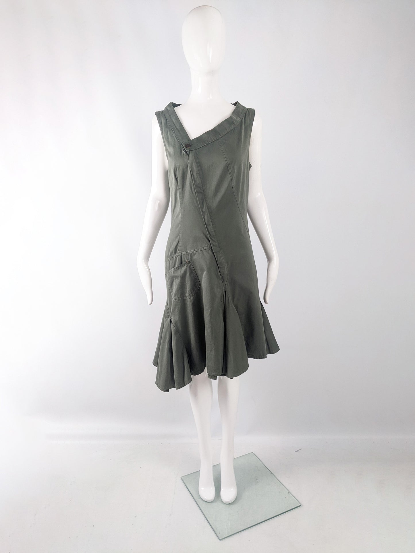 Plein Sud Vintage Green Asymmetrical Cotton Dress