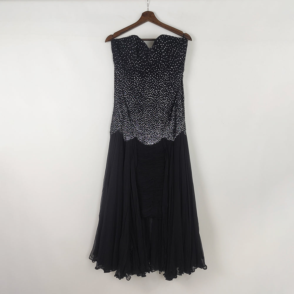Vintage Sparkly Tulle & Ruched Silk Evening Dress, 1980s