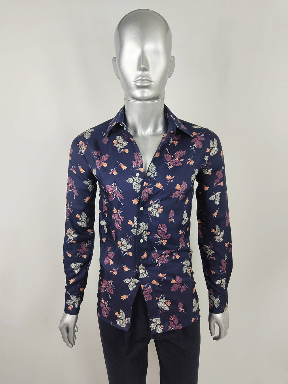 Paco Rabanne Vintage Mens Floral Long Sleeve Shirt, 1970s