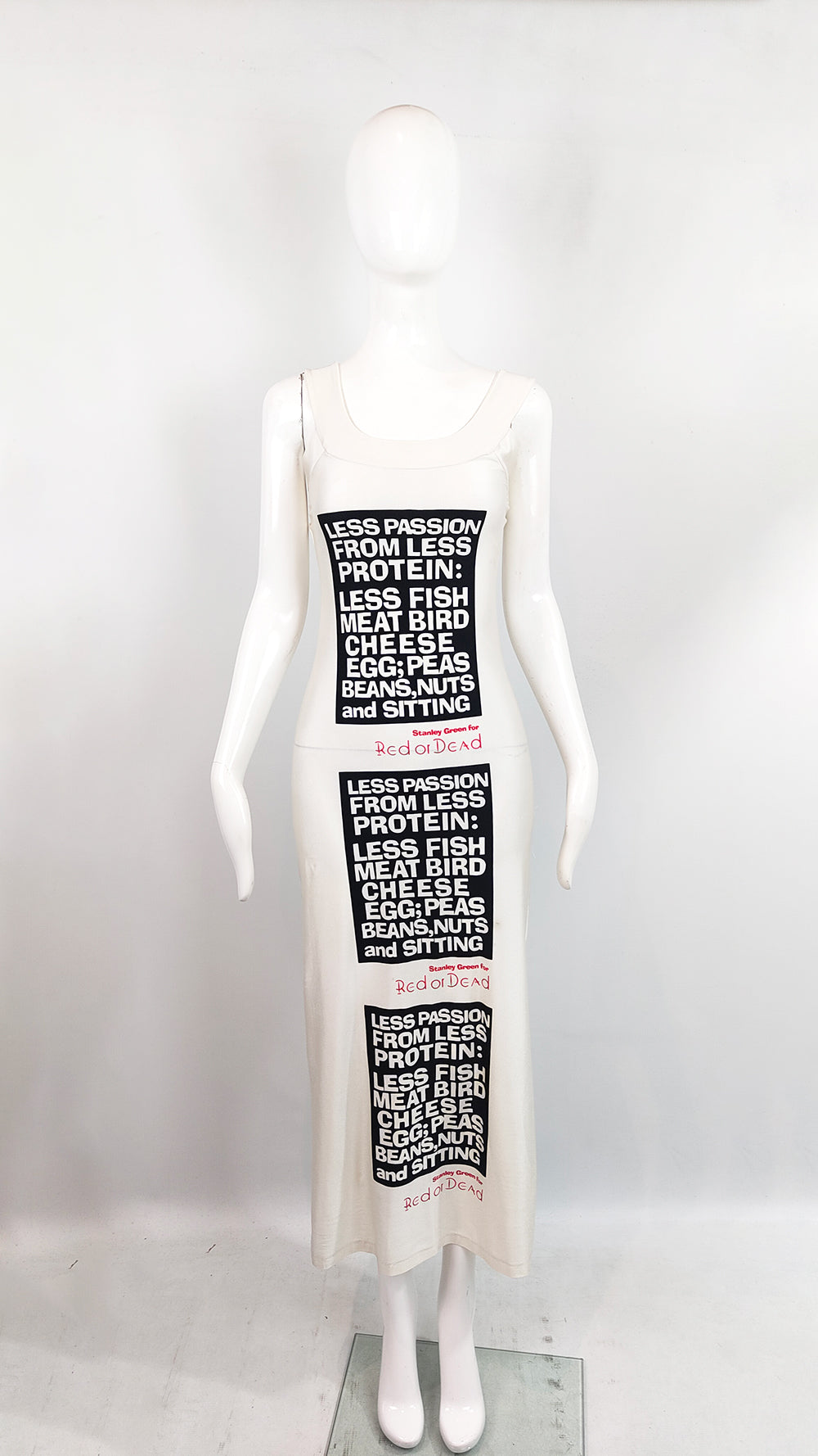 Red or Dead Vintage 'Less Passion from Less Protein' Maxi Dress, 1993