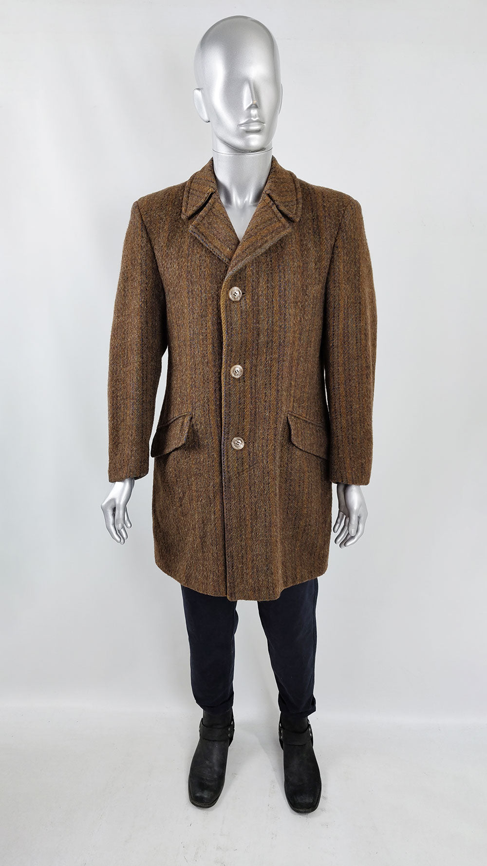 A 1970s Alexandre of London vintage fuzzy wool and cashmere overcoat.