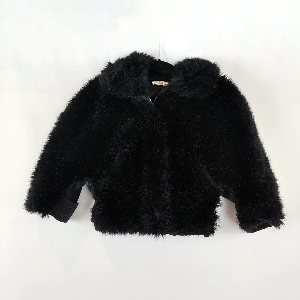 Womens Black Faux Fur, Wool & Cashmere Jacket, A/W 2014