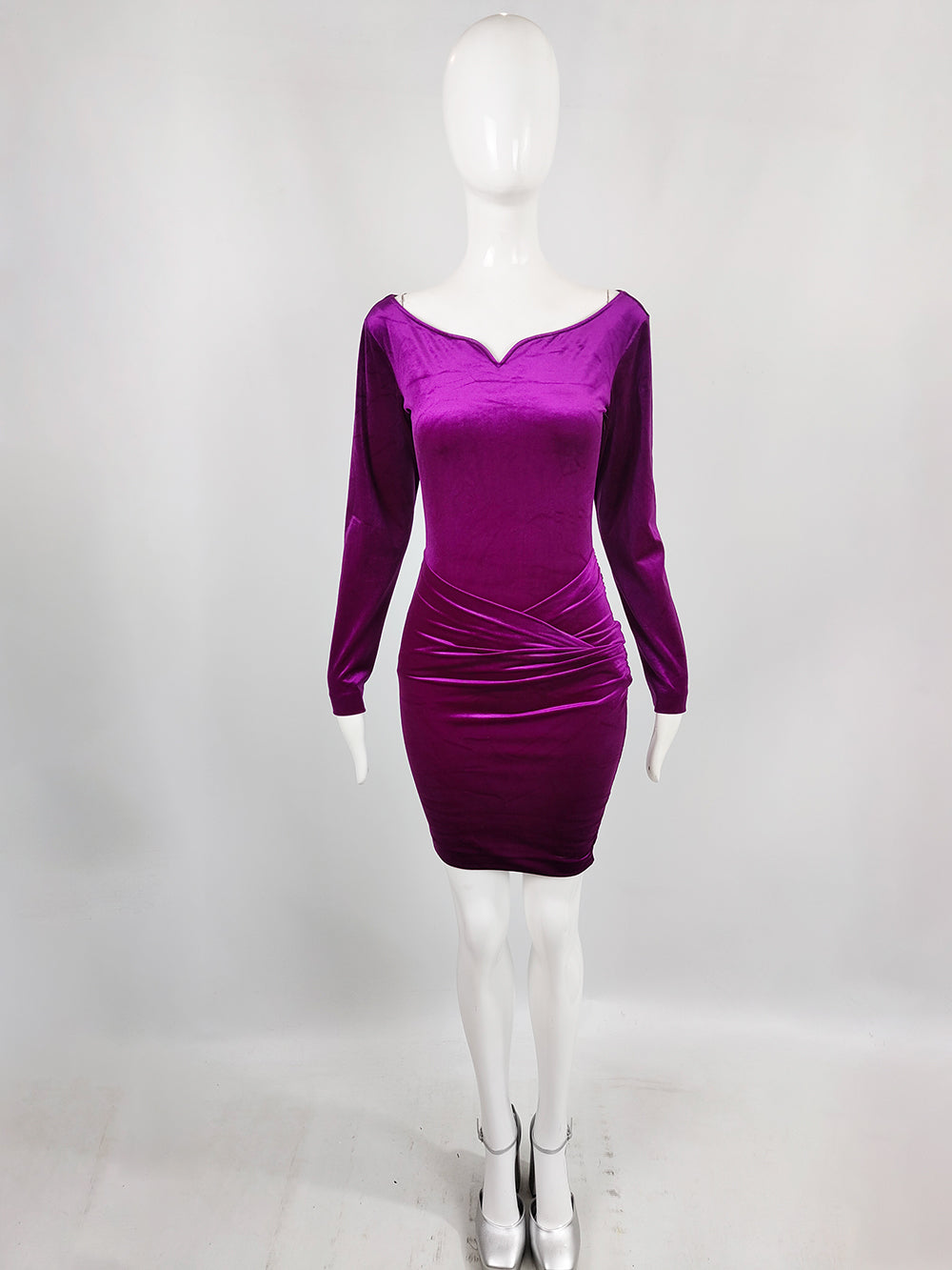 La Perla Bodycon Magenta Velour Party Dress