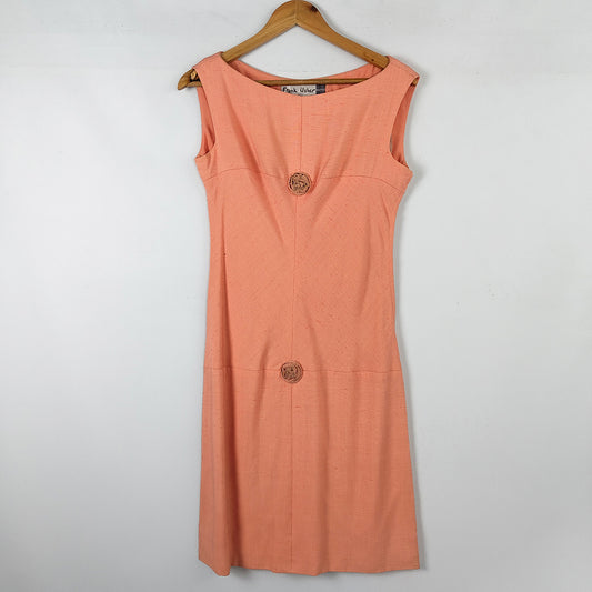 Frank Usher Vintage Peach Linen Mod Shift Dress, 1960s