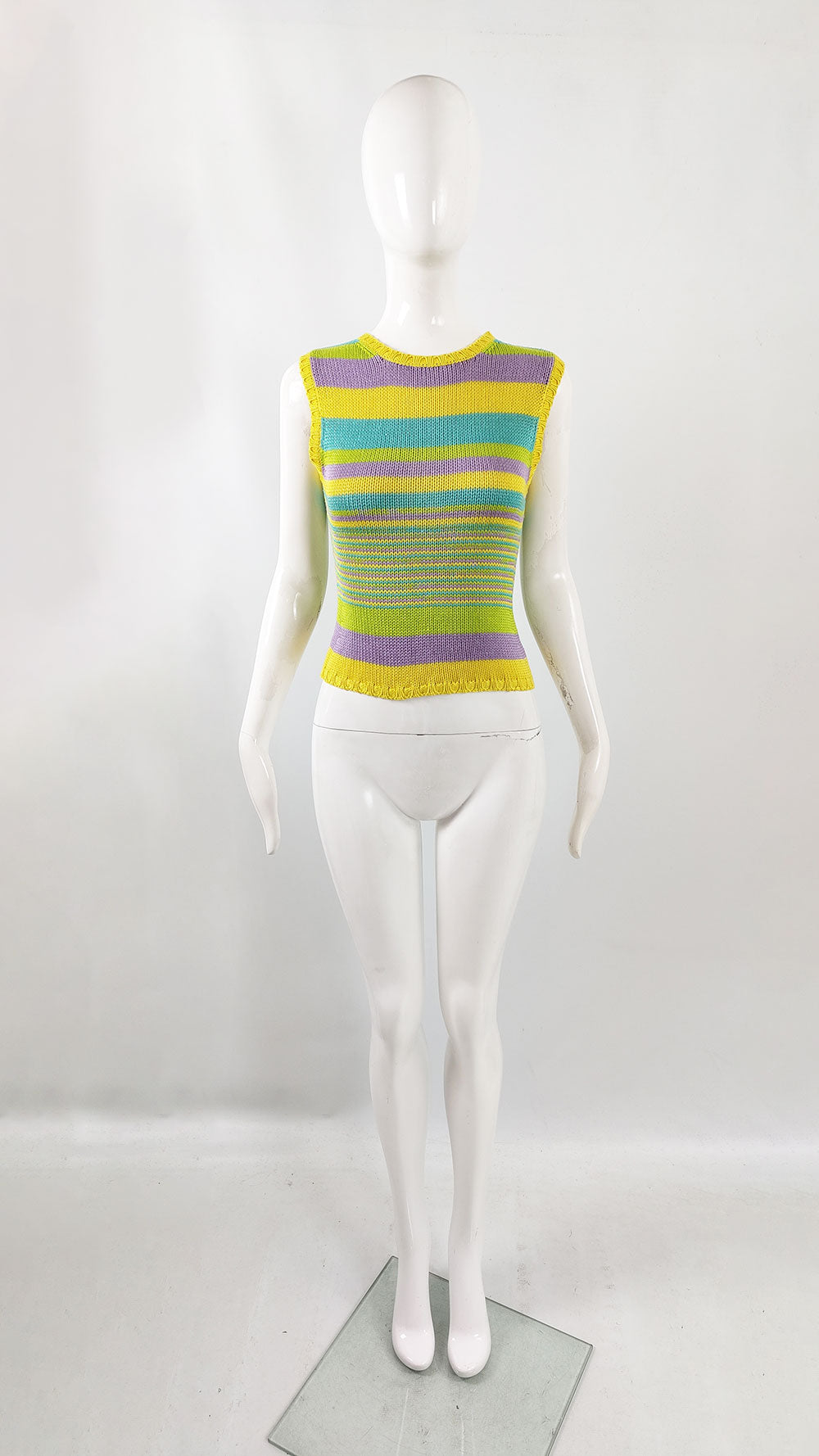 Ronit Zilkha Vintage Silk Knit Striped Sweater Vest