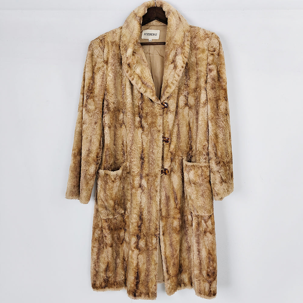 Iceberg Vintage Blonde Faux Fur Old Hollywood Style Coat, 1990s