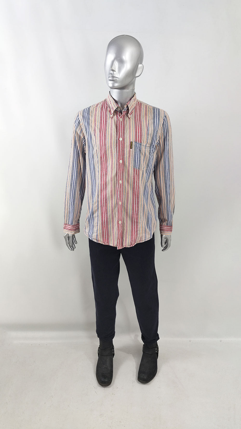 Armani Jeans Vintage Mens Indian Madras Cotton Shirt, 1990s