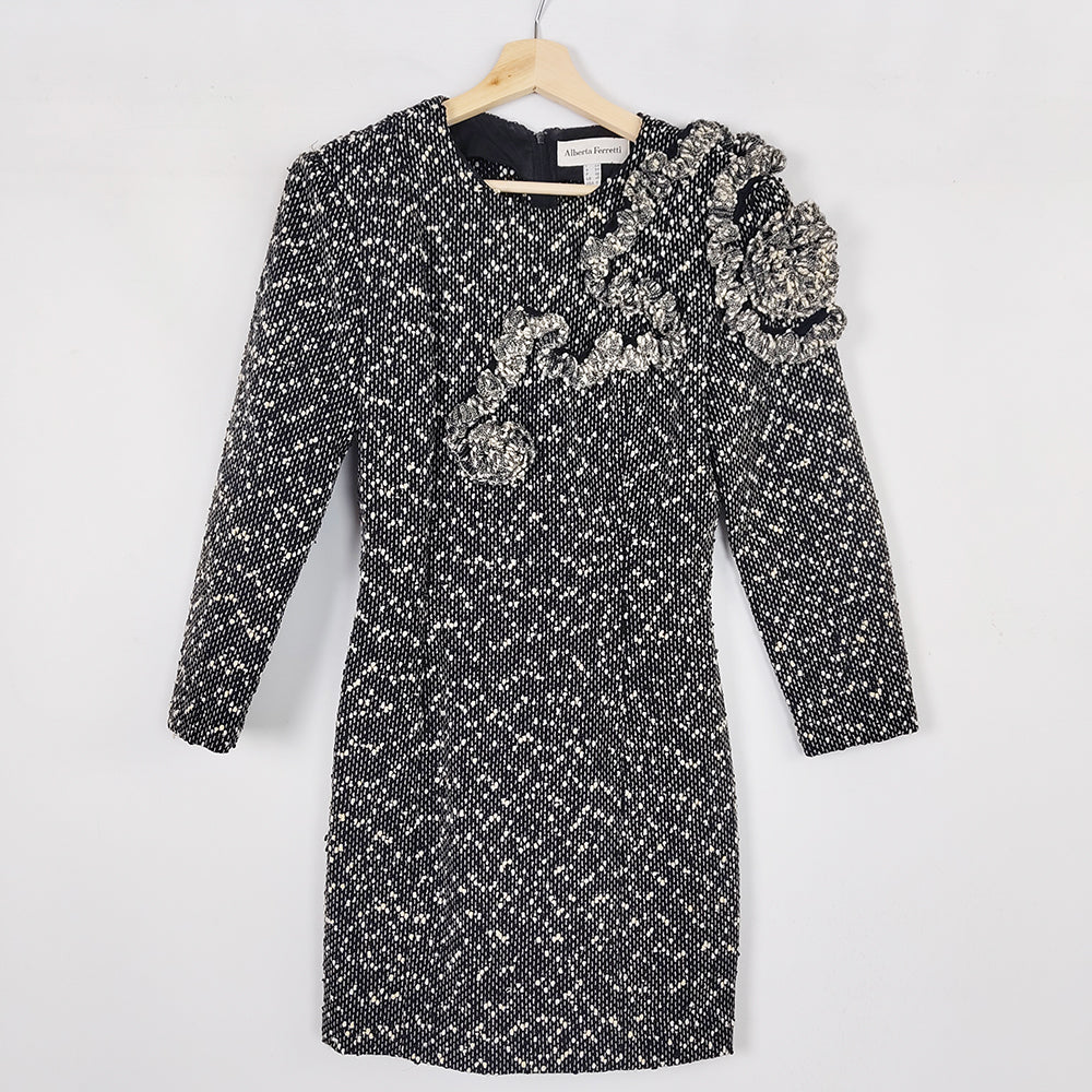 Alberta Ferretti Vintage Sculptural Bouclé Mini Dress, 1980s