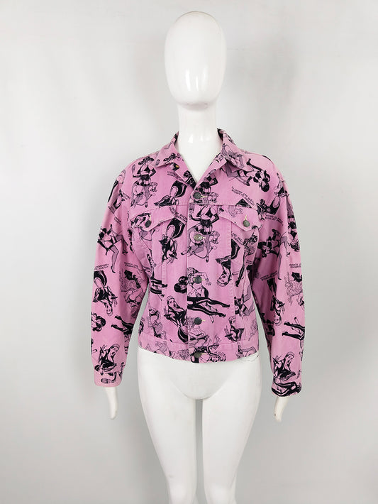 Hysteric Glamour Vintage Pink Denim Bondage Print Women's Denim Jacket