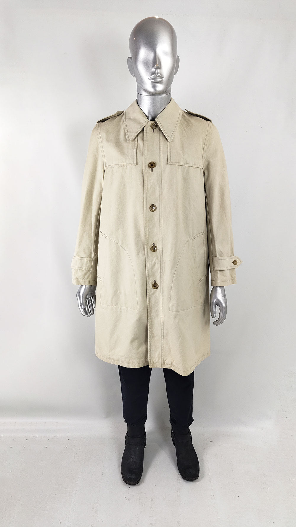 Harrods Vintage Mens Beige Trench Coat, 1960s