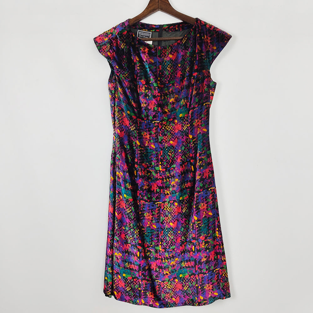 Versace Versus Vintage Abstract Kaleidoscopic Velvet Dress, 1990s