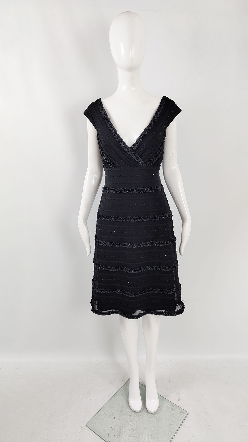 Tadashi Shoji Vintage Womens Black Mesh Party Dress