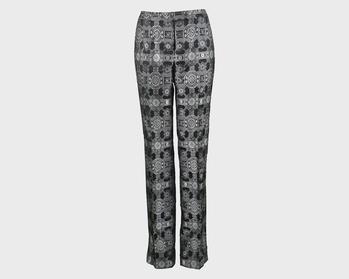 Vintage Womens Black & Silver Brocade Trousers, A/W 2003