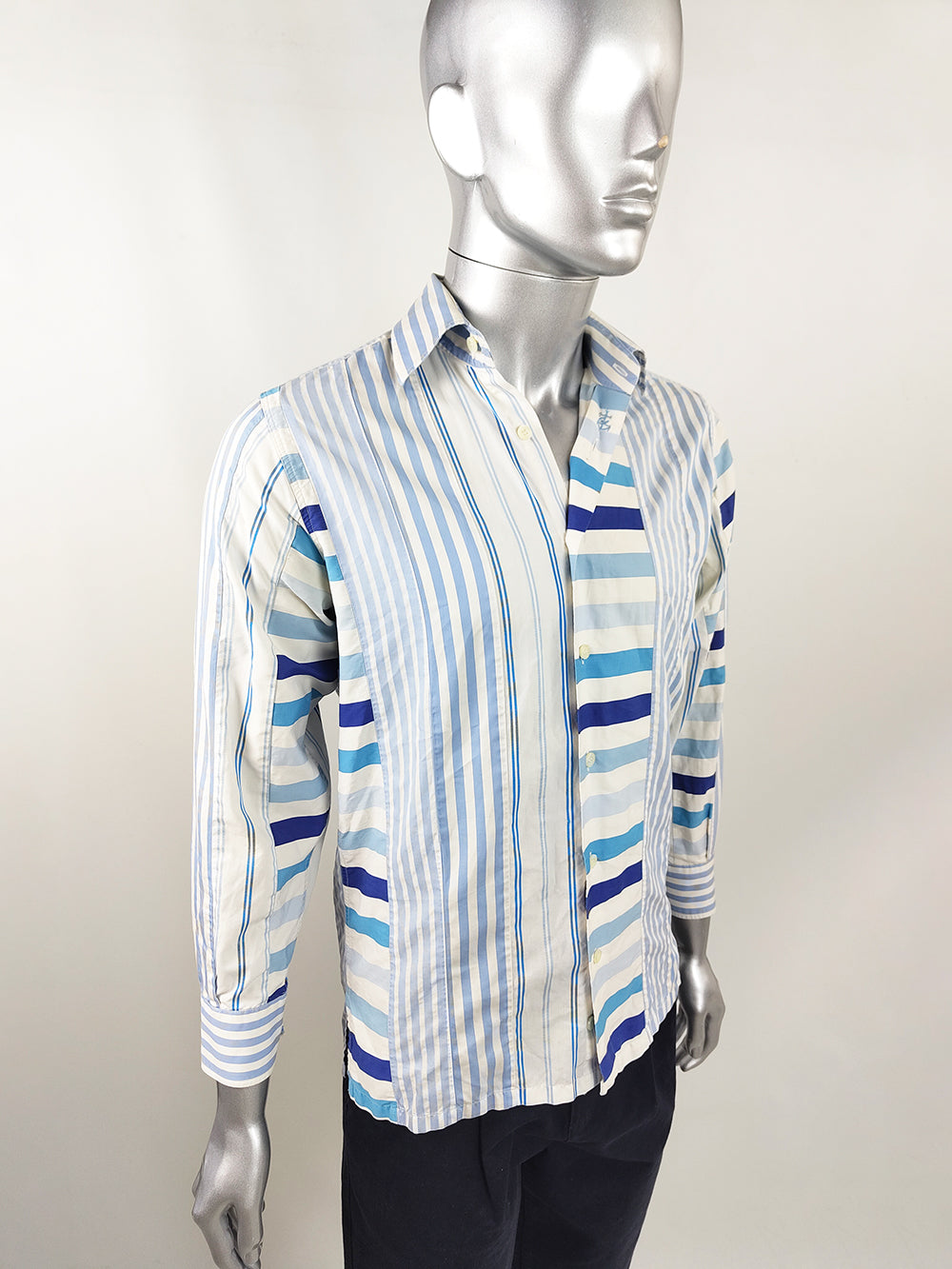 Christian Lacroix Vintage Mens Striped Cotton Long Sleeve Shirt