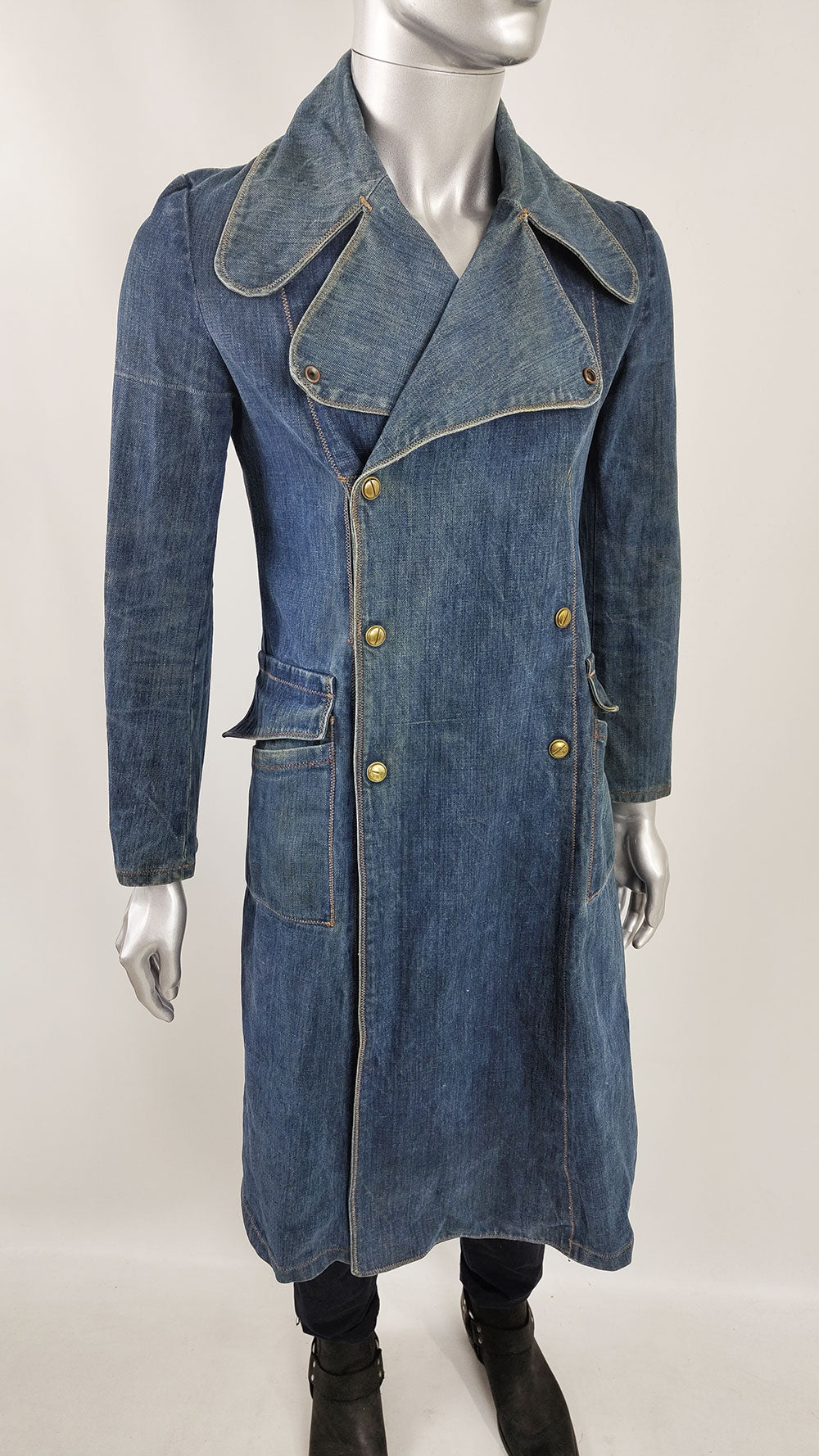 Vintage Mens 1970s The Wild Mustang Co. Denim Pea Coat