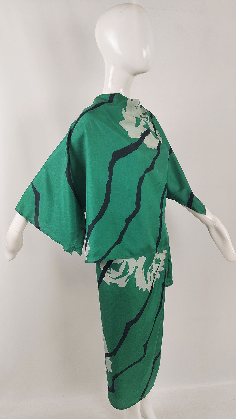 Junko Koshino Vintage Green Pure Silk 2 Piece, 1980s