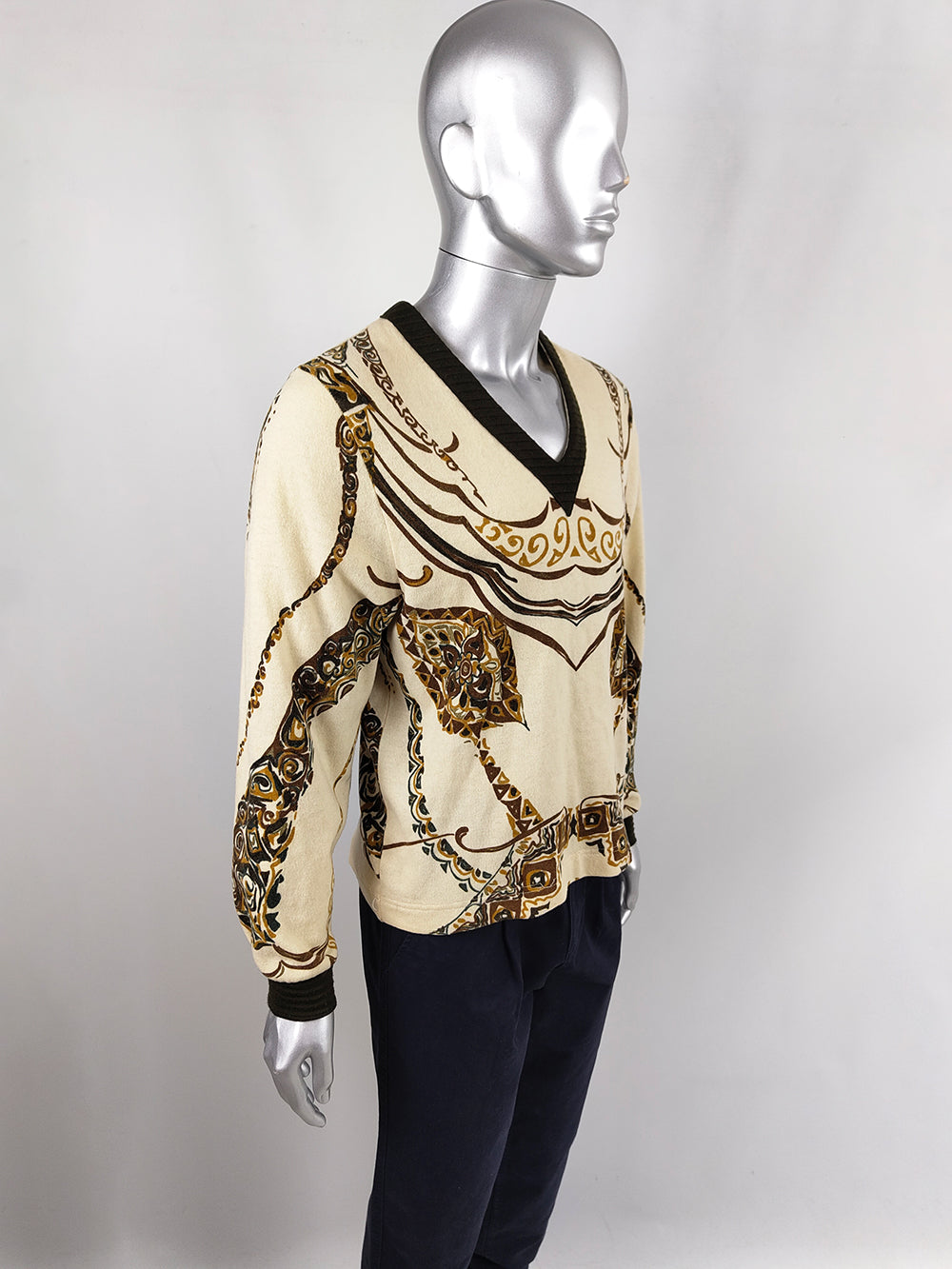 Pierre Cardin Rare Vintage Men's V Neck Sweater, 1970s