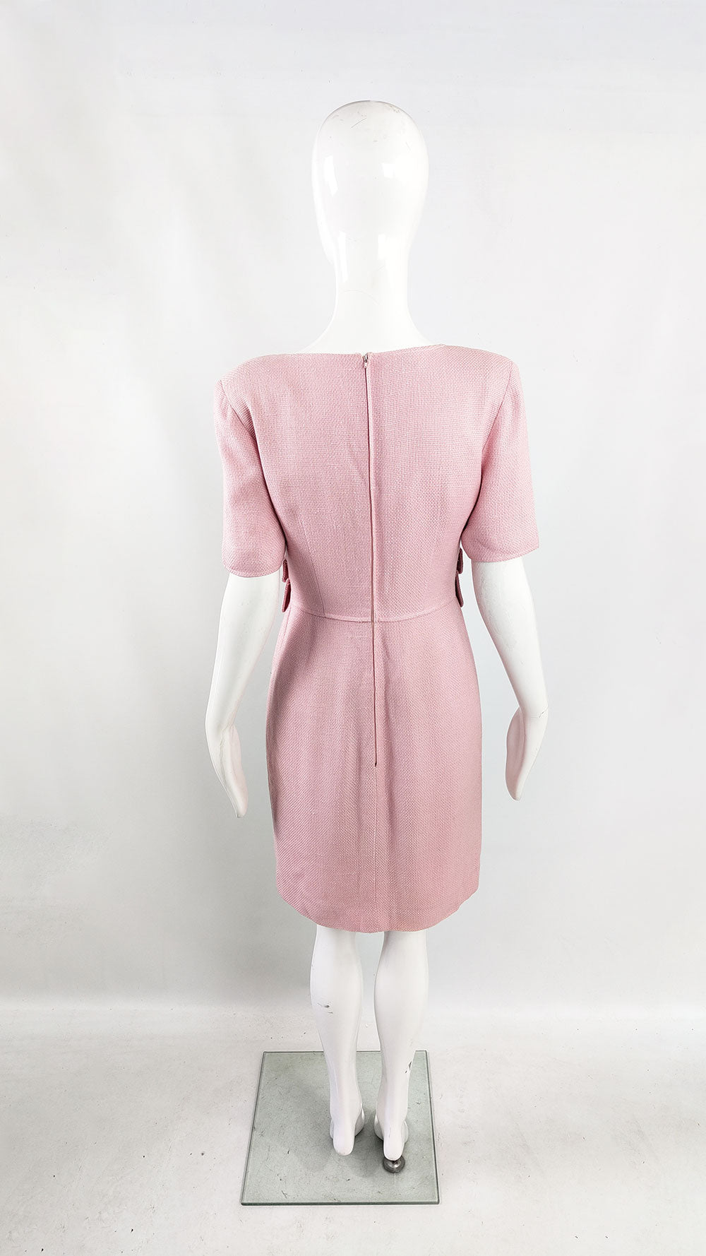 Valentino Vintage Womens Pink Linen Dress, 1980s