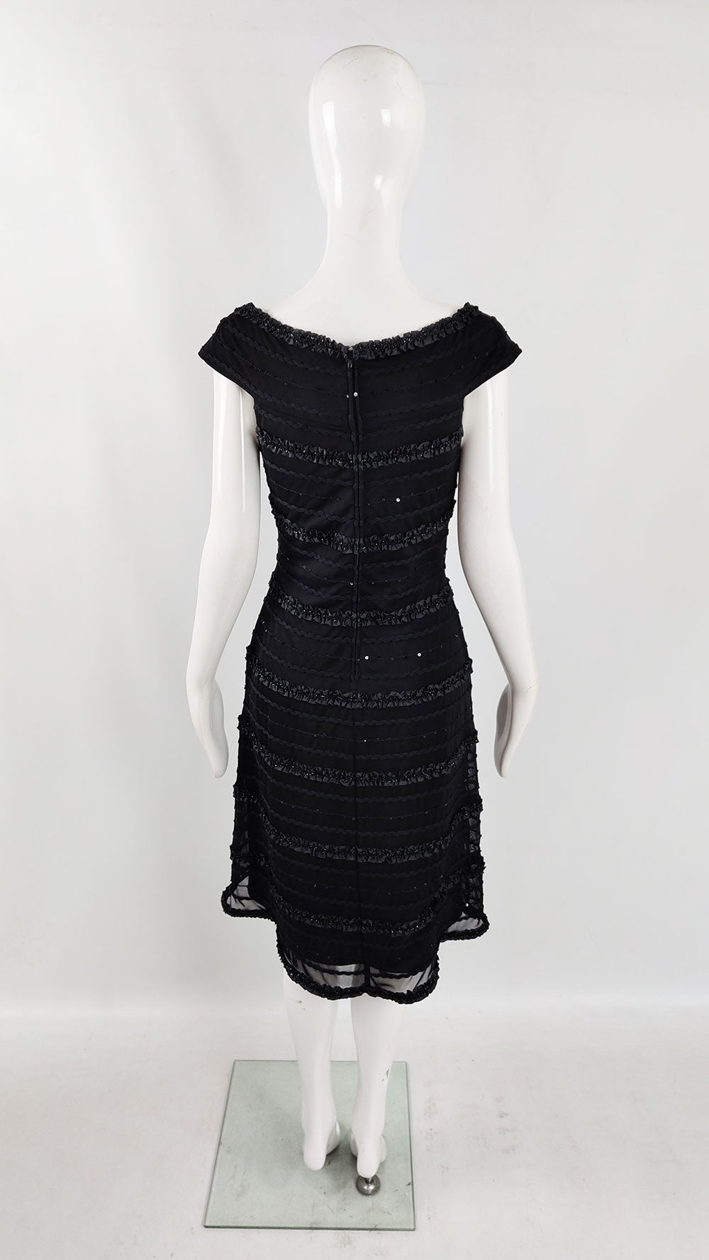 Tadashi Shoji Vintage Womens Black Mesh Party Dress