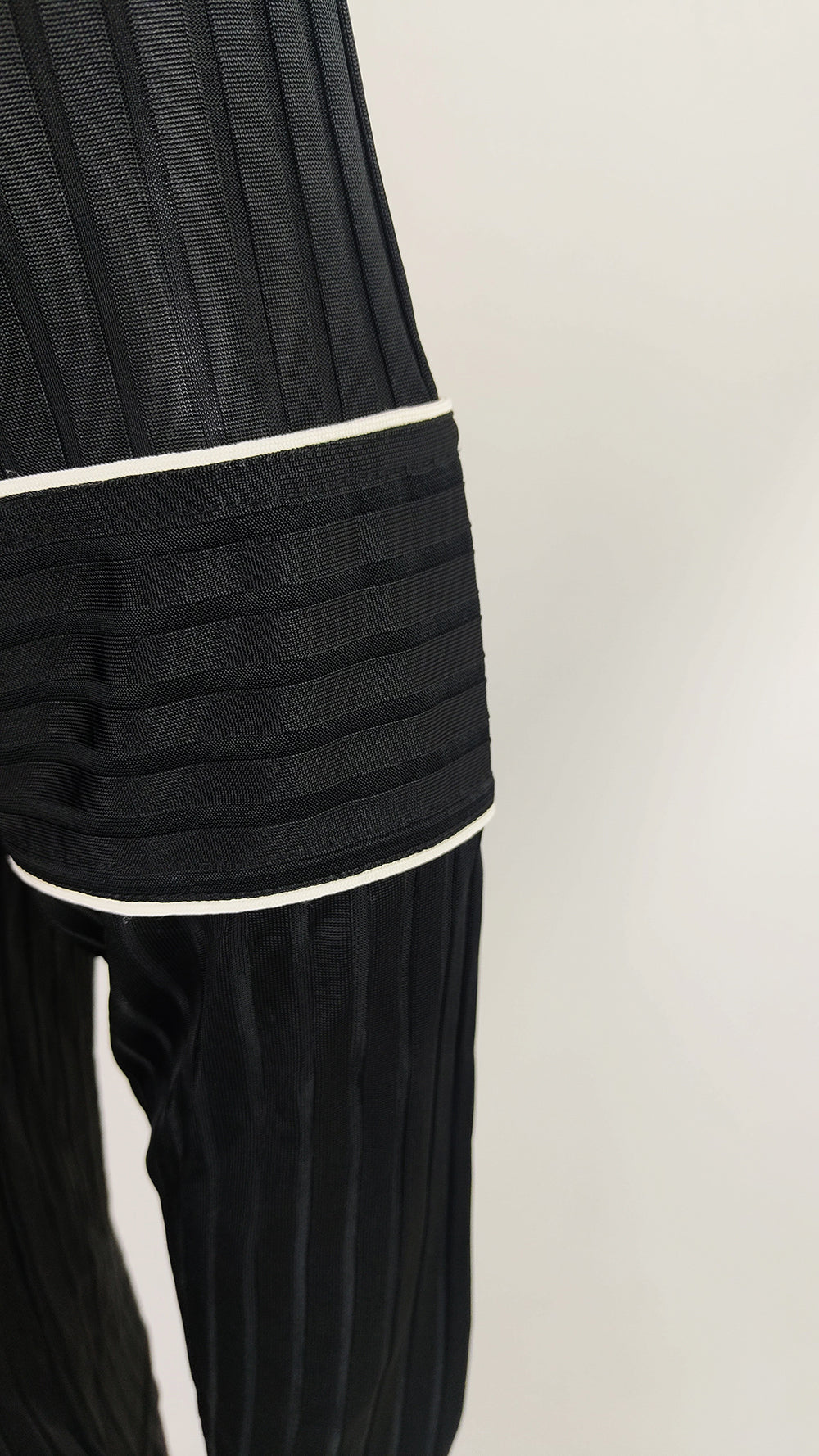 Nick Coleman Mens Vintage Black Ribbed Sheer Knit Jersey Top, 1990s