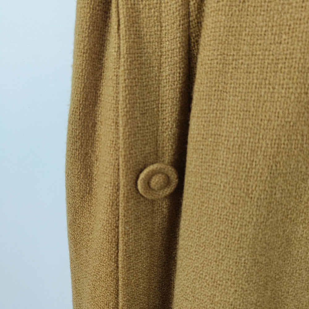 Vintage 1950s Mustard Wool Short Sleeve Dress