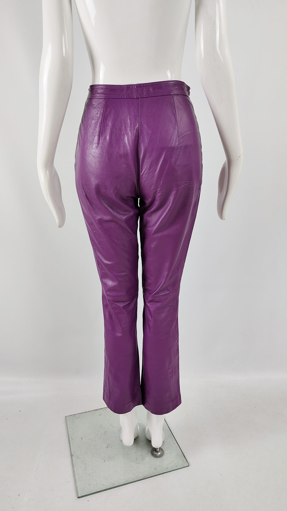 Gianni Versace Versus Vintage Purple Leather Bootcut Pants, 1990s