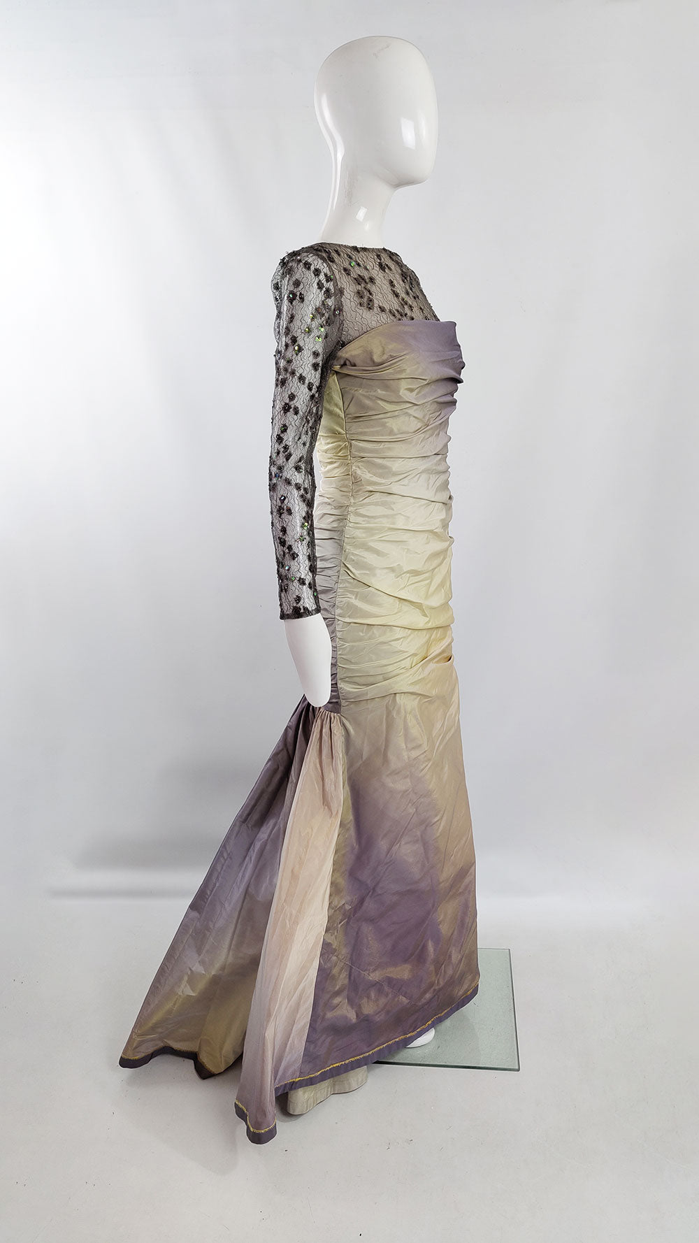 1998 Balmain by Oscar de la Renta Haute Couture Striped Silk Evening C –  Shrimpton Couture