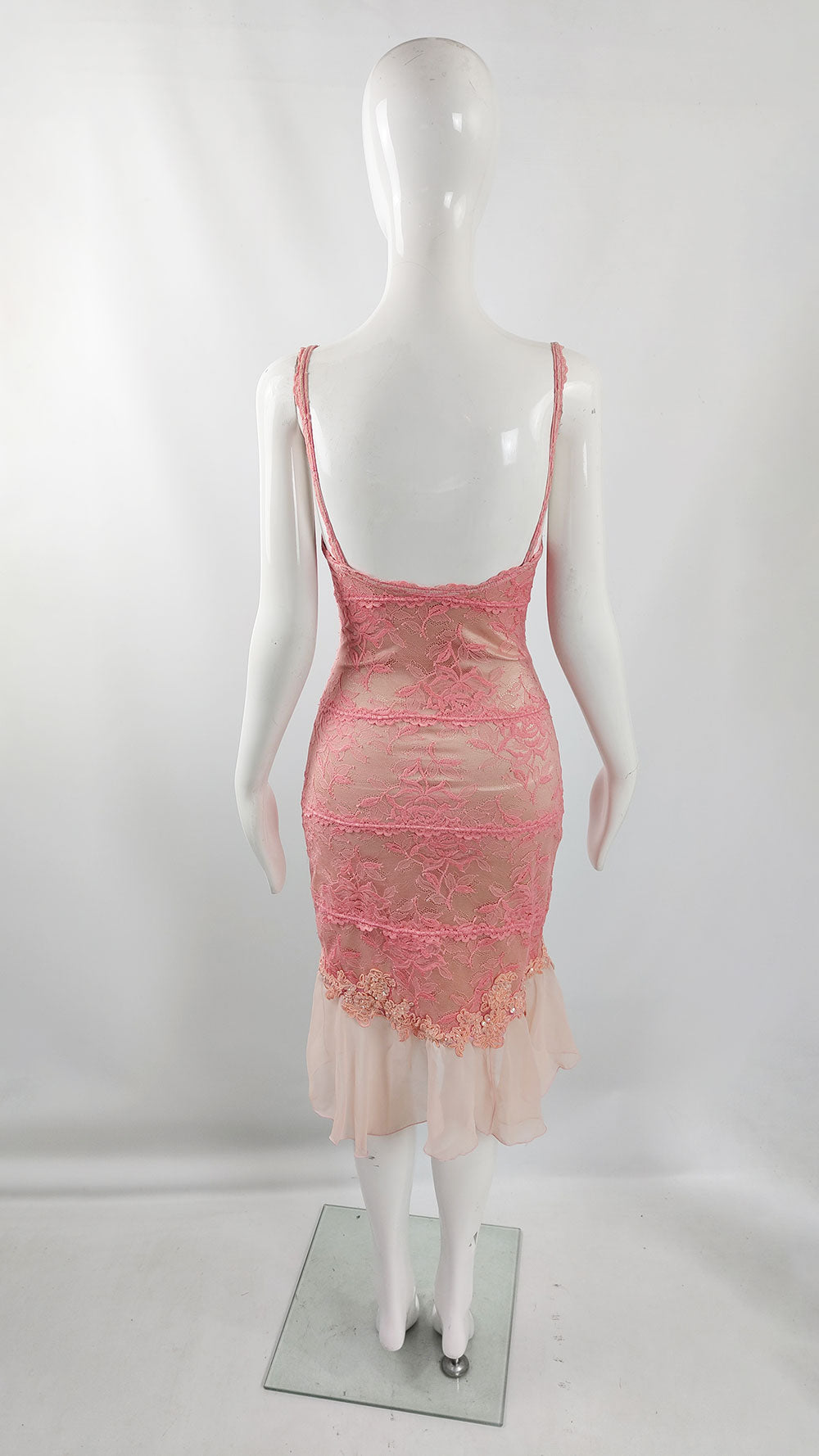 Catwalk Collection Pink & Nude Lace Chiffon y2k Party Dress