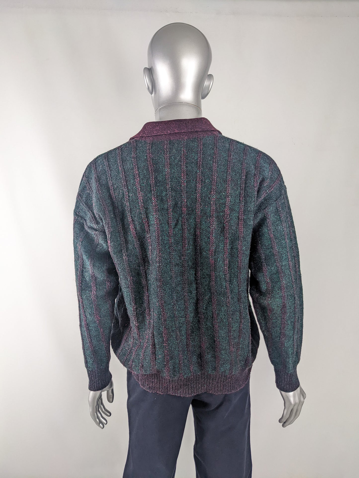 Maximilian Vintage Italian Mens Collared Green Sweater, 1980s