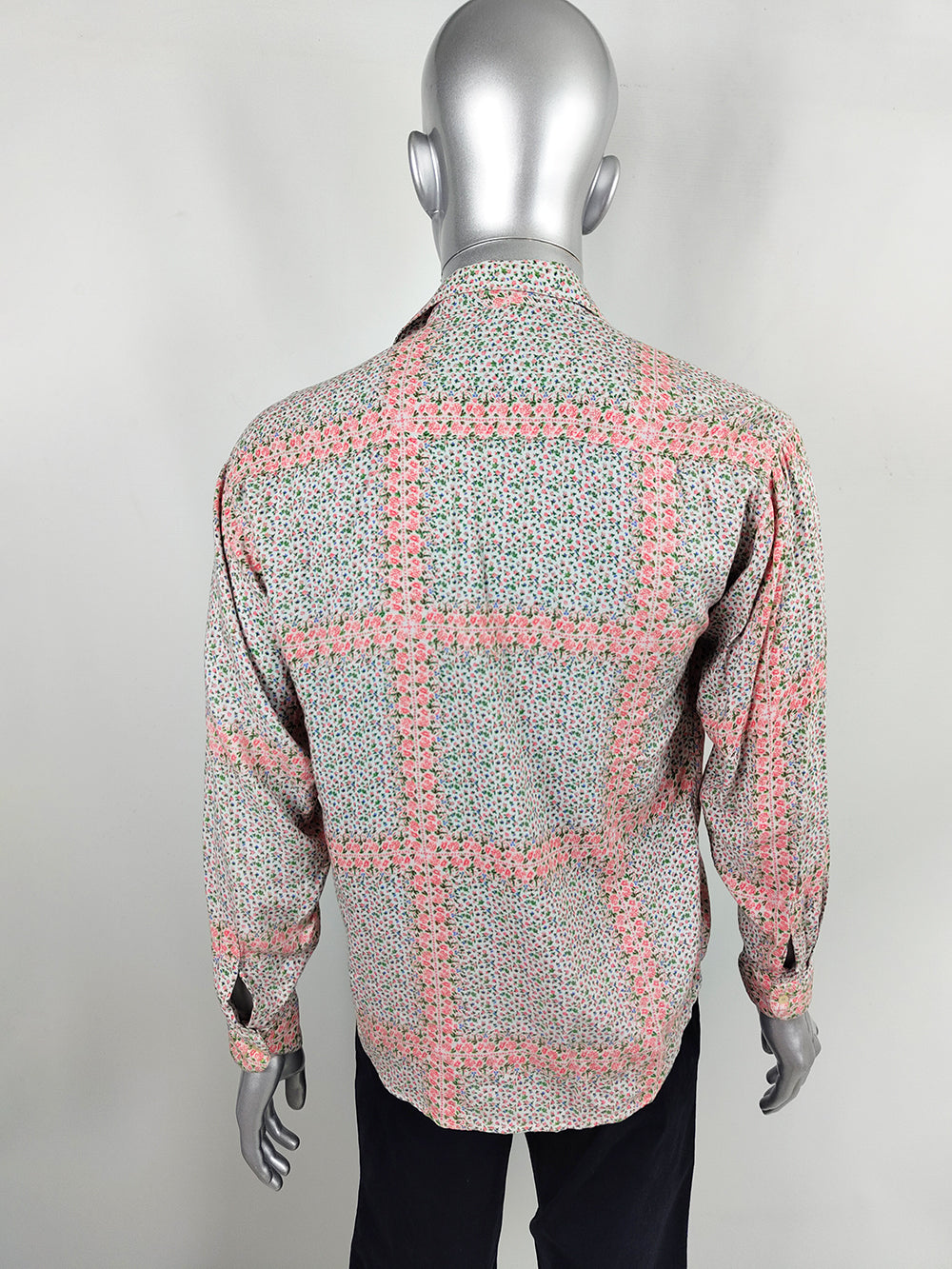 Frattini Erre Vintage Men's Flowy Italian Floral Print Shirt, 1990s