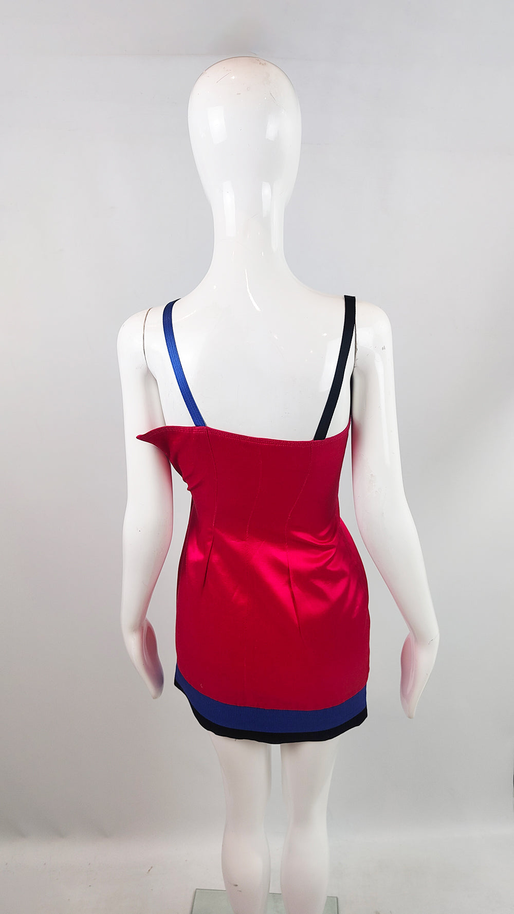 Vintage Versus by Versace Reddish Pink & Blue Mini Dress, 1990s