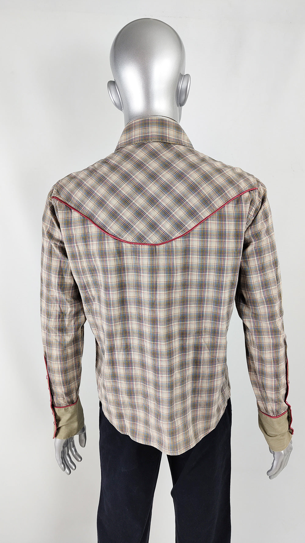 Andrew Mackenzie Mens Vintage Western Checked Rhinestone Shirt