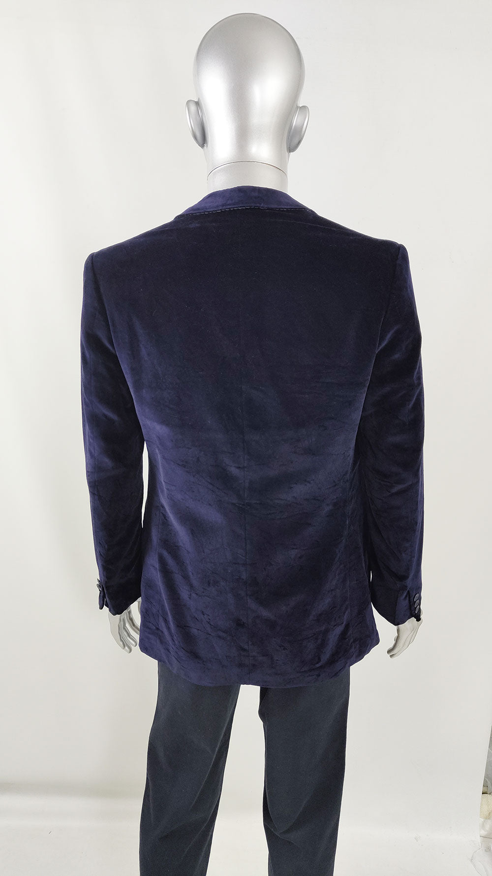 Caradonio of Rome Vintage Mens Deep Blue Velvet Blazer, 1970s