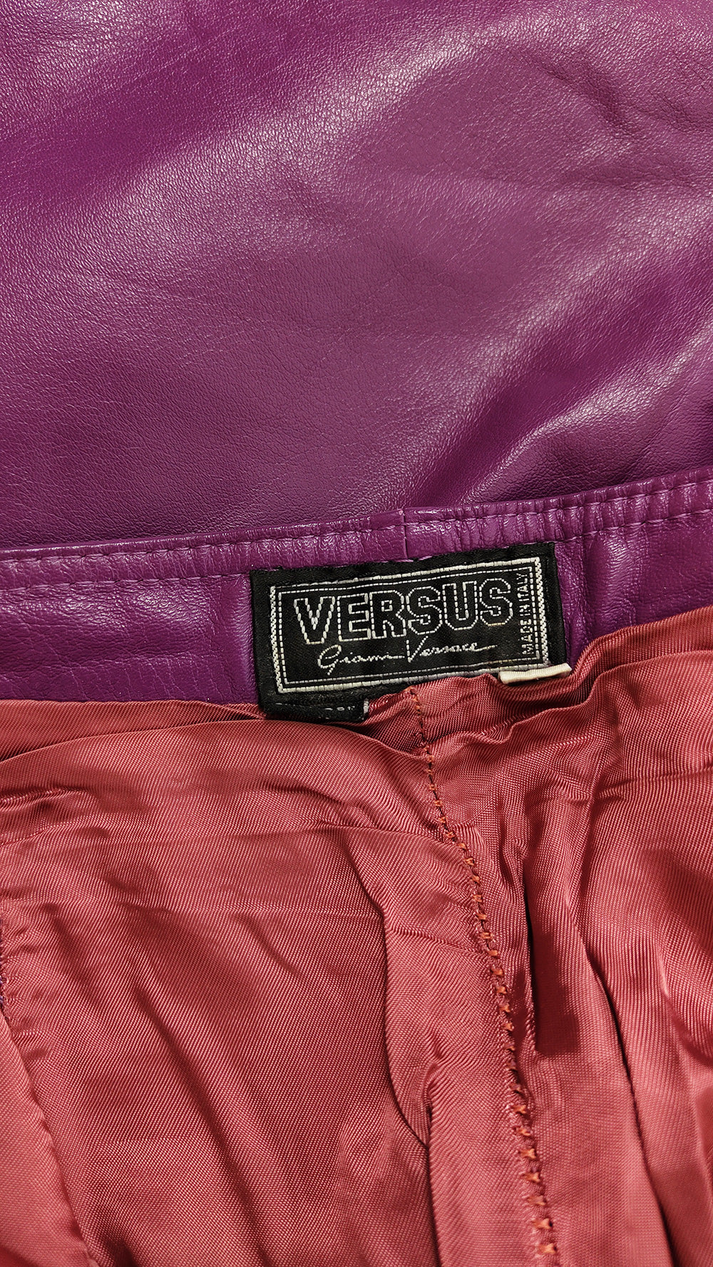 Gianni Versace Versus Vintage Purple Leather Bootcut Pants, 1990s