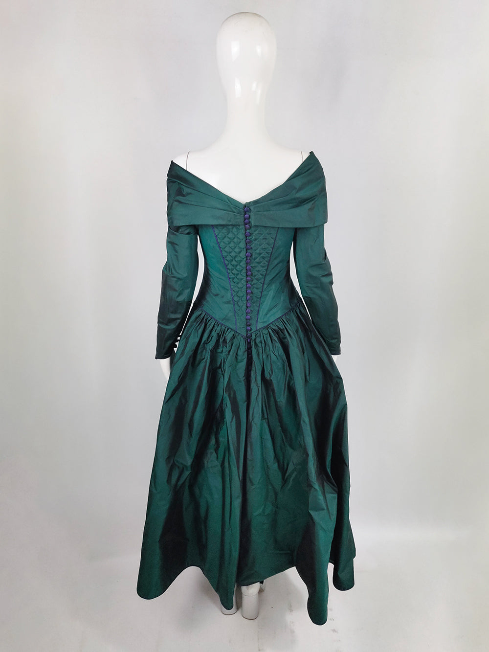 Annabelinda Vintage Green Taffeta Formal Ball Gown, 1990s