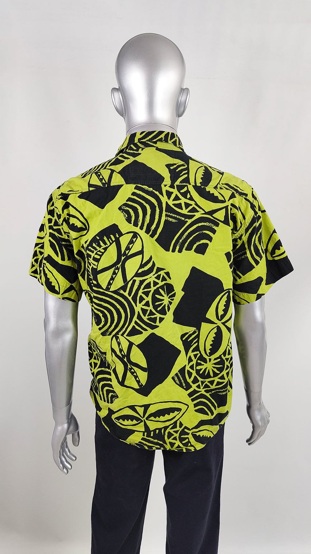 Vintage Daniel & Ste of Florence Mens Lime Green and Black Shirt, 1980s