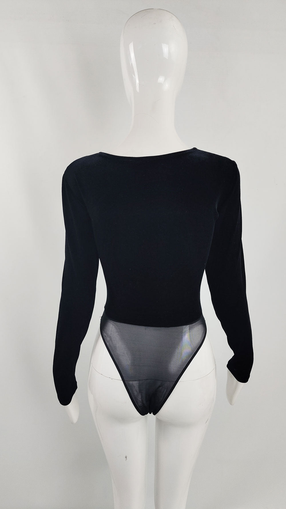 Sagaie Paris Black Velour Embroidered Bodysuit