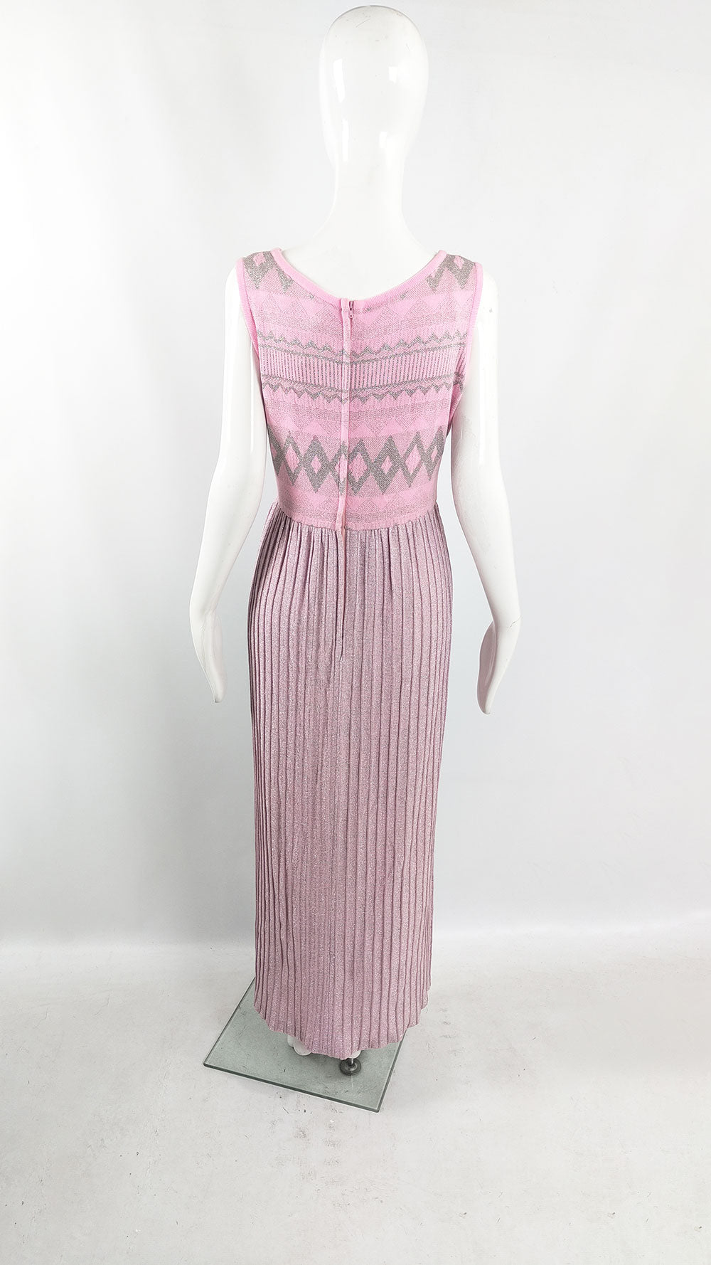 Louis Feraud Vintage Pink & Silver Knit Dress, 1970s