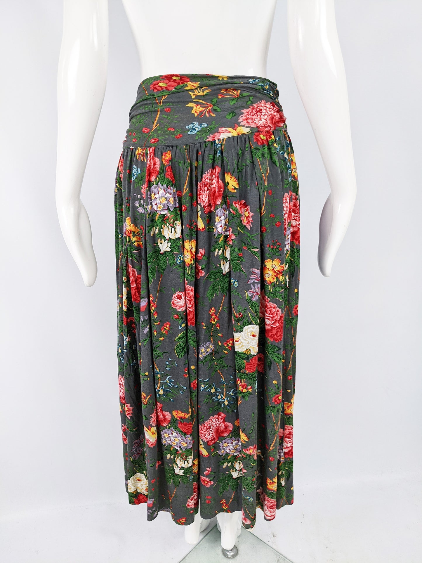 Newpenny by Max Mara Vintage Floral Sash Tie Midi Skirt, 1990s
