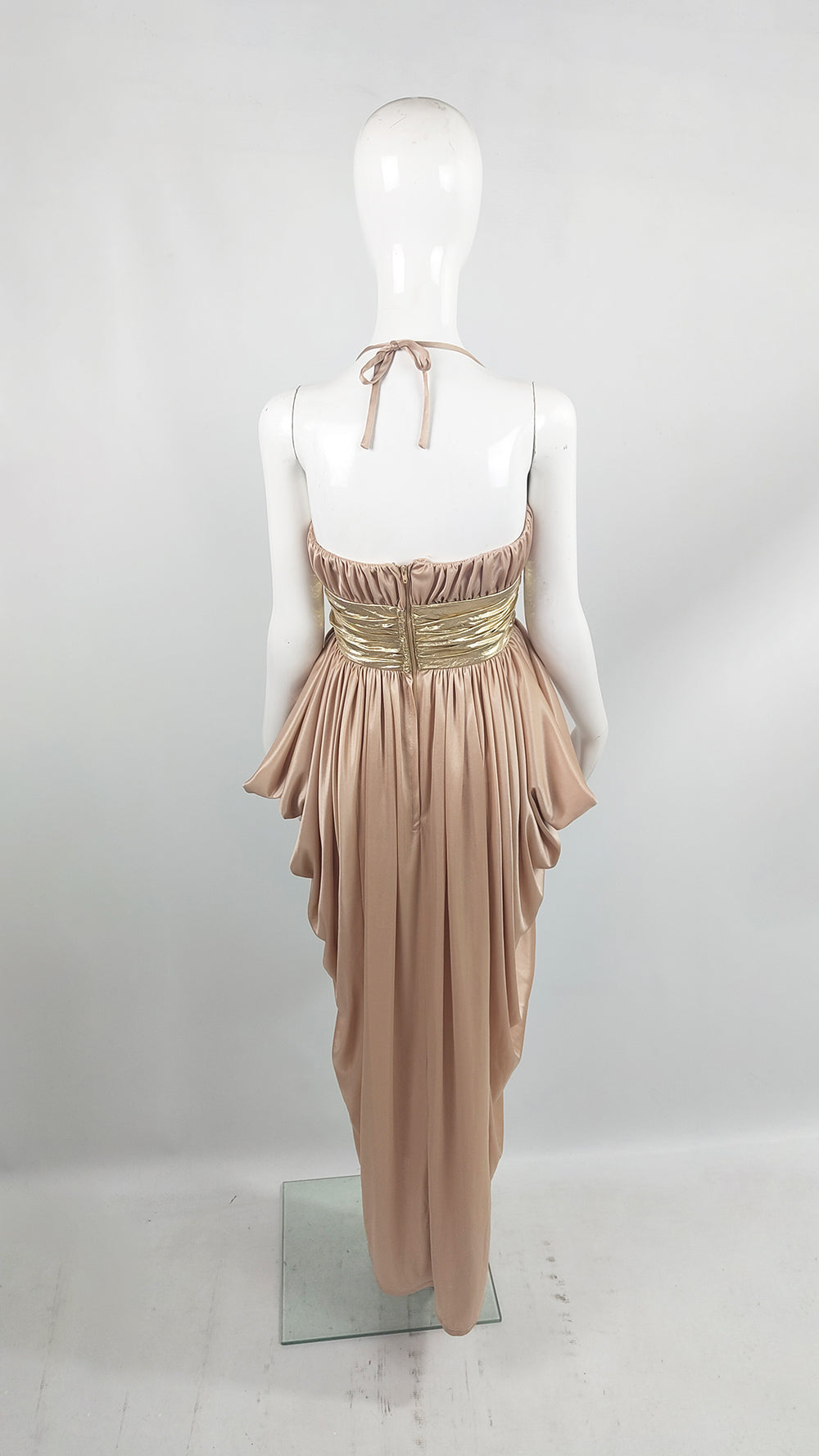 Ronald Joyce Vintage Slinky Draped Grecian Goddess Maxi Evening Dress, 1970s