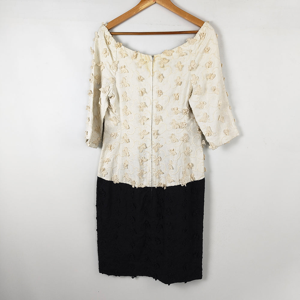 Monteverde Couture Vintage Women's 3D Butterfly Italian Linen Dress