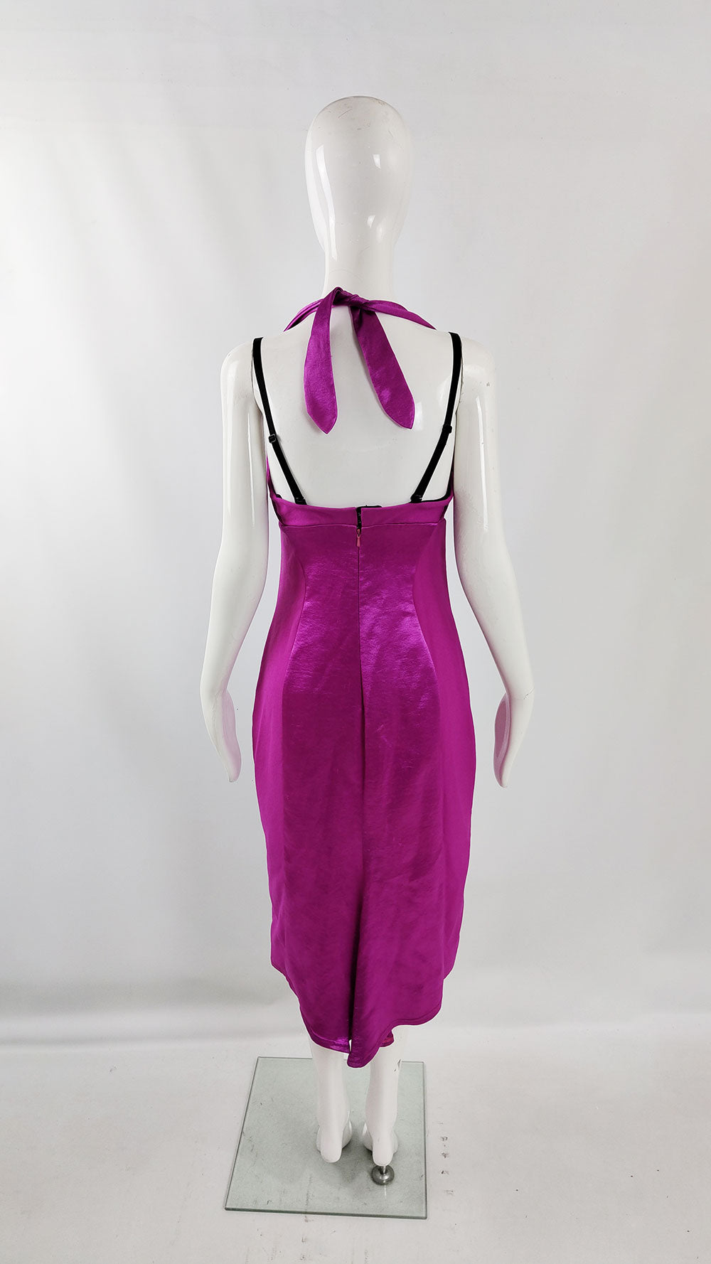 Dawn Stretton Vintage Satin Shelf Bust Y2k Cocktail Party Dress, 2000s