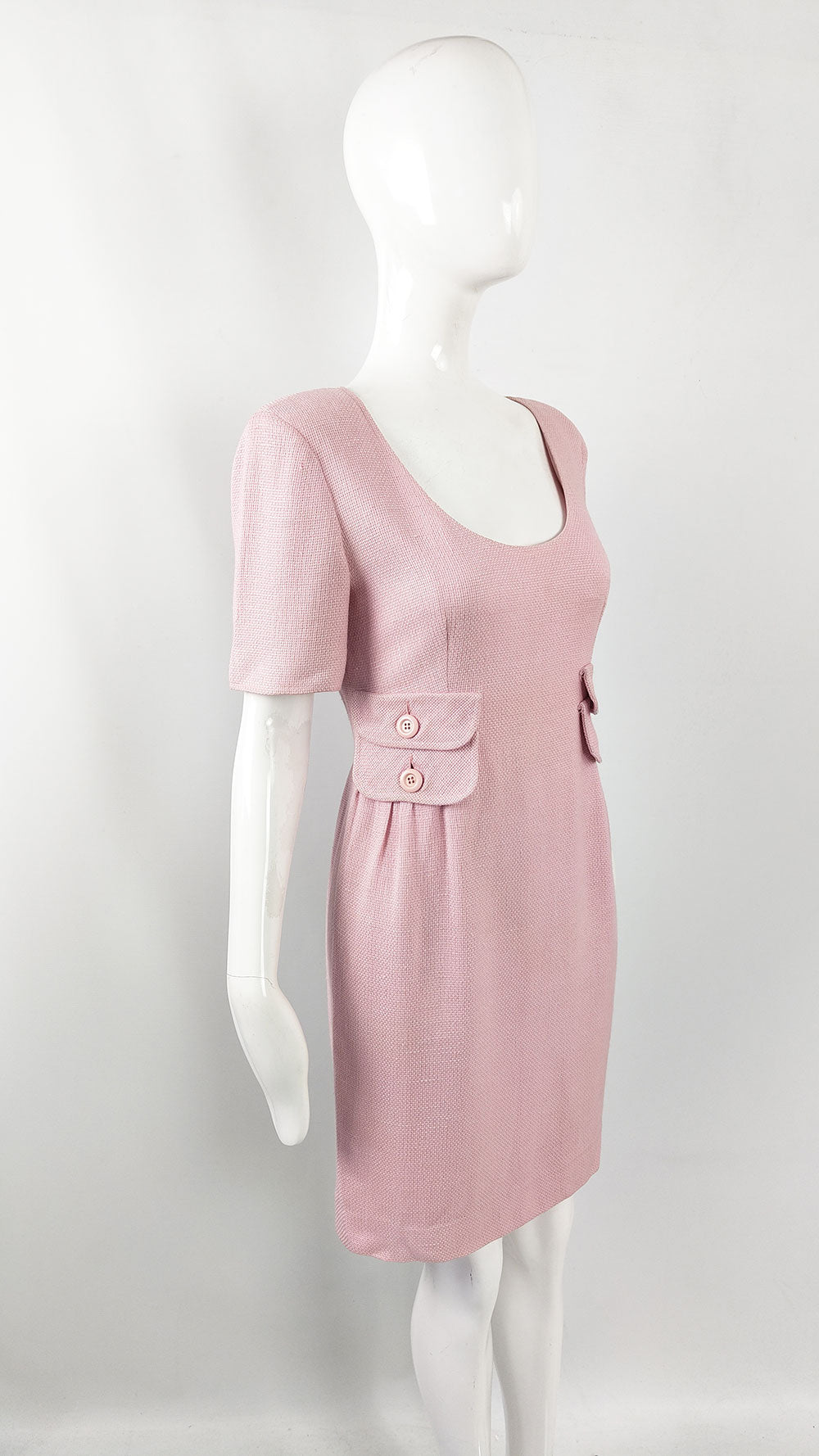 Valentino Vintage Womens Pink Linen Dress, 1980s