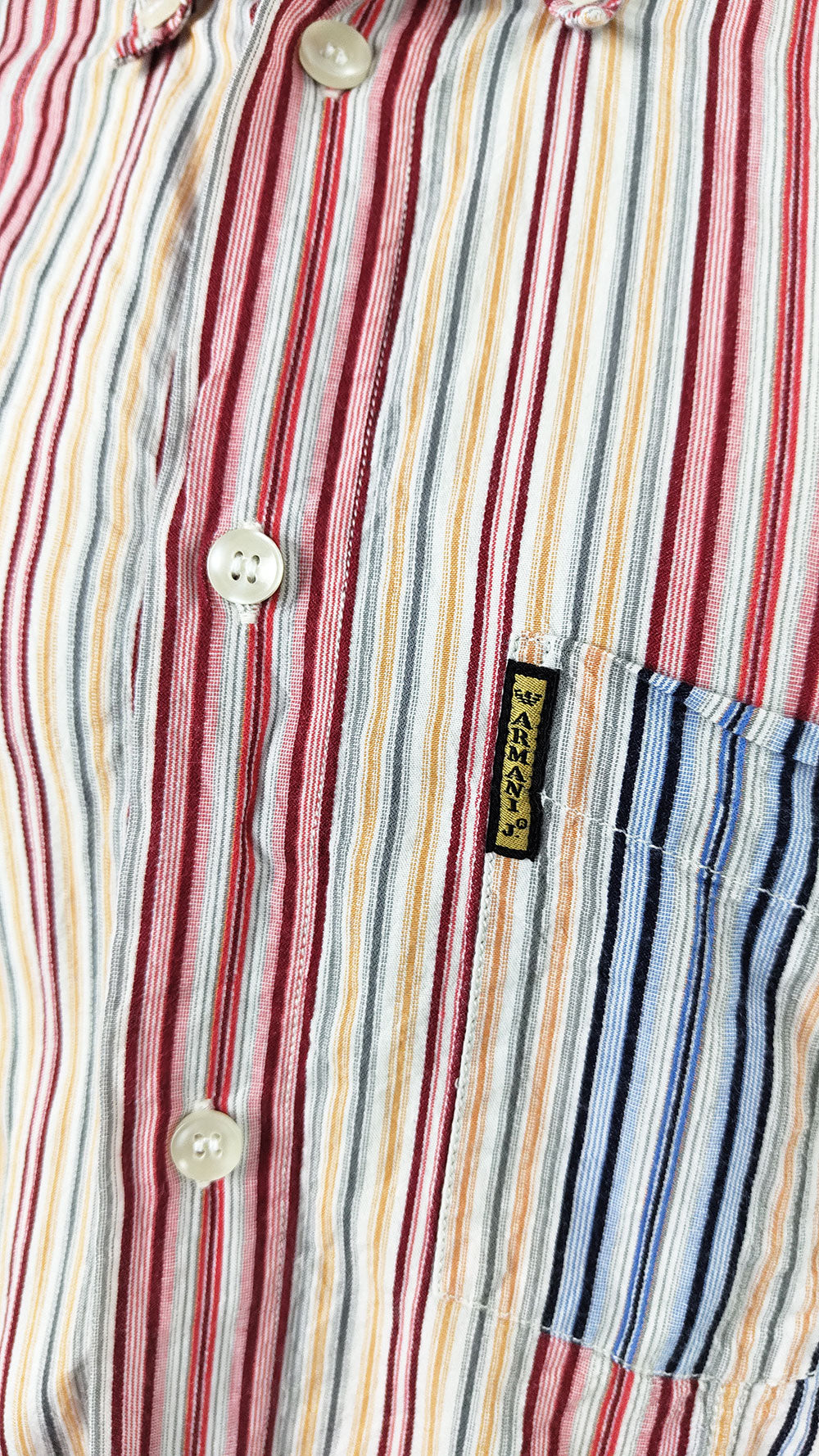 Armani Jeans Vintage Mens Indian Madras Cotton Shirt, 1990s
